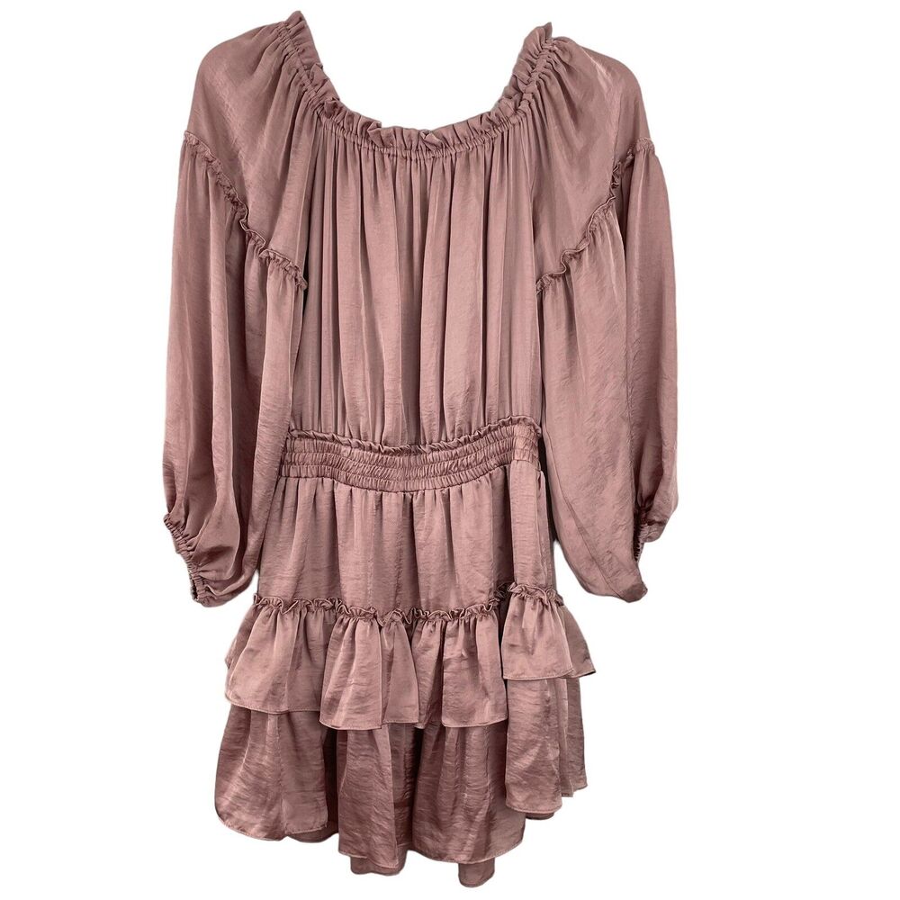 MISA LA Mini Dress Sz M Tiered Off Shoulder Smocked Romantic Fairy Whimsy USA